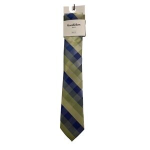 Goodfellow & Co Mens Plaid Necktie Green Navy Blue Recycled Polyester New NWT
